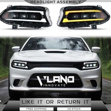 VLAND FULL LED DRL Projector Headlights FOR Dodge Charger 2015-2023 W/Animation