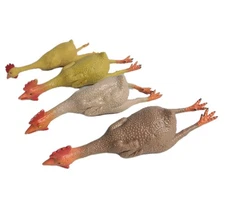 Lot Of 4 Different Rubber Chicken Toys 3 Larger 1 Small Joke Novelty Funny Humor