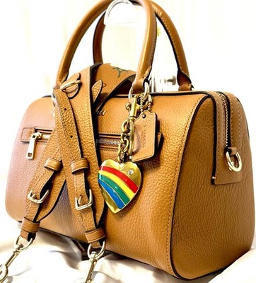 NWT s Coach Rowan Satchel in Refined Pebbled Leather With Diary Embroidery 