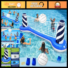 Large Inflatable Volleyball Net Pool Float Set - Fun Water Games for Summer