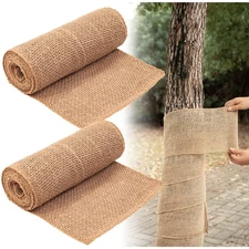 2 Rolls Burlap Tree Protector Wraps, 7.8" × 9.8' Winter Tree Trunk Guards Pro...