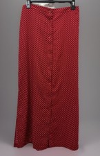 VTG 90s Red Polka Dot Button up Skirt Side Slit Midi Pin Up 50s Rockabilly 12 M