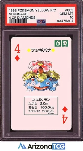 Pokemon 1998 Venusaur 3 4 Of Diamonds Yellow Playing Card POP 9 PSA 10