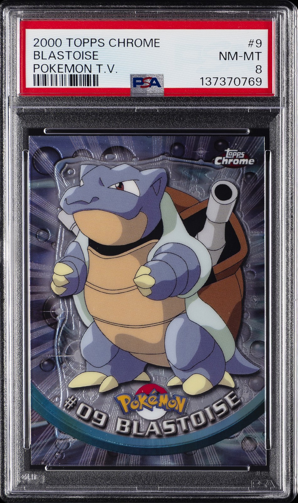 2000 TOPPS CHROME POKEMON T.V. #9 BLASTOISE PSA 8