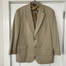 Brooks Brothers Brookscool Poplin Blazer 43R Lightweight Jacket Tan Cotton Blend