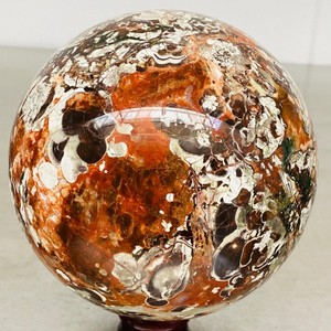 Natural Money agate Crystal Sphere Ball healing 2540G