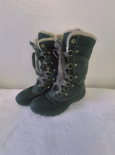 Stivali Timberland Mount Hope donna taglia 8 neri pelle pelliccia lacci invernali