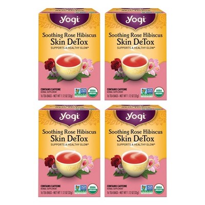 Yogi Tea Soothing Rose Hibiscus Skin DeTox Tea - 16 Tea Bags per Pack (4 Pack...
