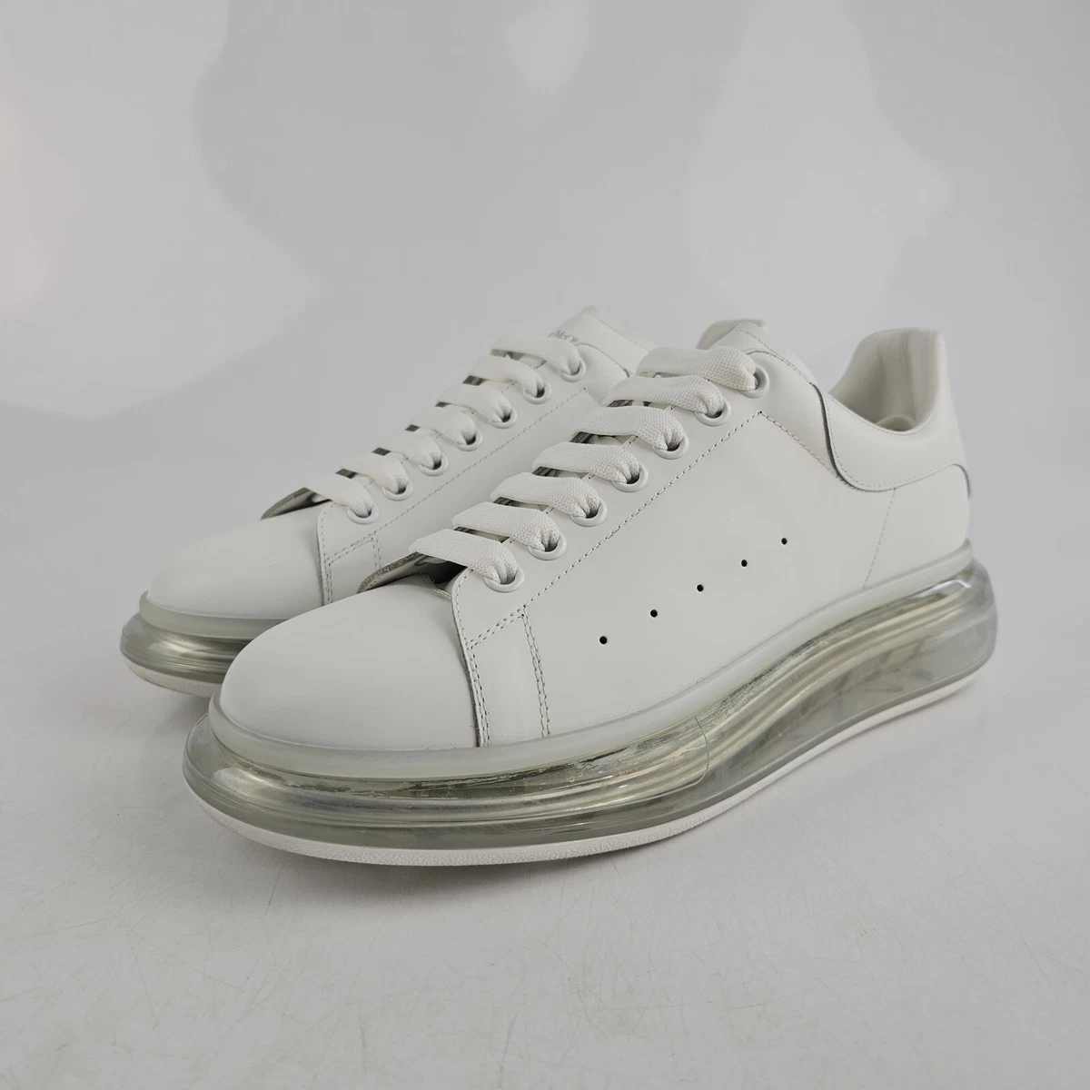 Alexander McQueen Men's Oversized Metallic Leather Platform Sneakers - White Gold - Size 10 - Fall Sale