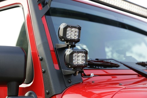 Pair A-Pillar Dual LED Light Pods Mount Brackets Fit for 07-18 Jeep Wrangler JK - Picture 3 of 12
