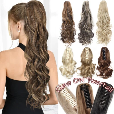 Extra Thick Real Claw on Ponytail Clip In Hair Extensions Pony Tail As Human UK