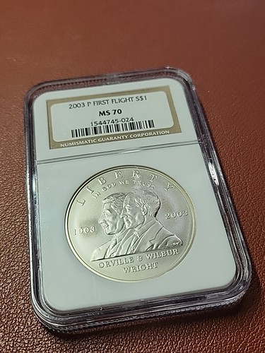2003-P NGC MS70 SILVER DOLLAR FIRST FLIGHT WRIGHT BROTHERS COMMEMORATIVE S$1
