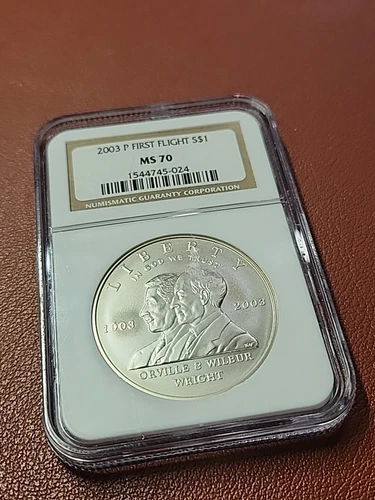 2003-P NGC MS70 SILVER DOLLAR FIRST FLIGHT WRIGHT BROTHERS COMMEMORATIVE S$1