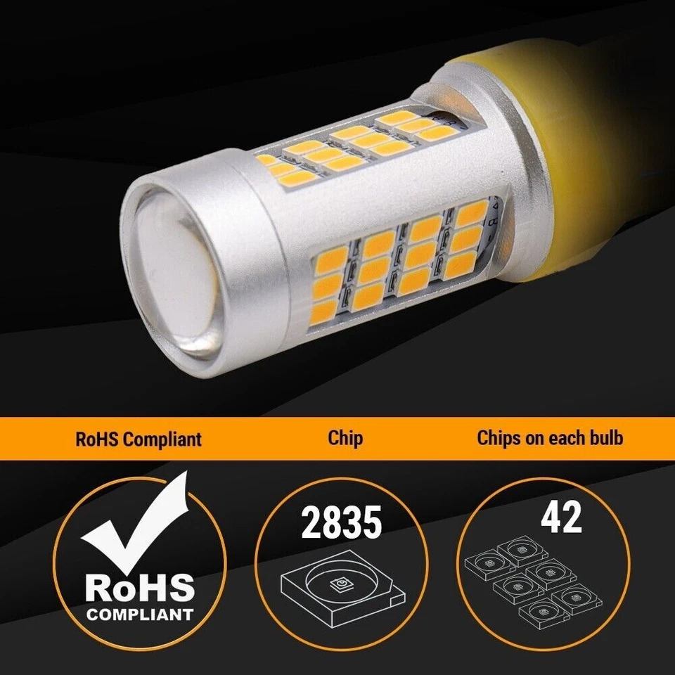 Светодиодные желтые желтые дневные ходовые огни указатели поворота парковочные боковые габаритные лампы Symagneticusa 1157 - Изображение 4 из 4