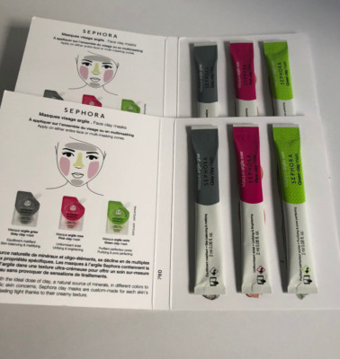 NEW 2PC SET Sephora Face clay masks gray/pink/green clay mask 6x2ml/0.06oz.
