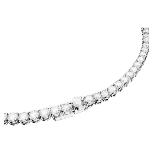 Set tennis Swarovski Matrix taglio tondo, bianco, collana e orecchini rodiati - Foto 4 di 8