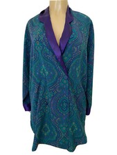 Victoria Secret Gold Label Double Breasted Robe Paisley Silky Long Sleeve S VTG