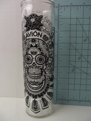 2 Avion Tequila 8'' Tall Glass Day of the Dead DIA DE LOS MUERTOS