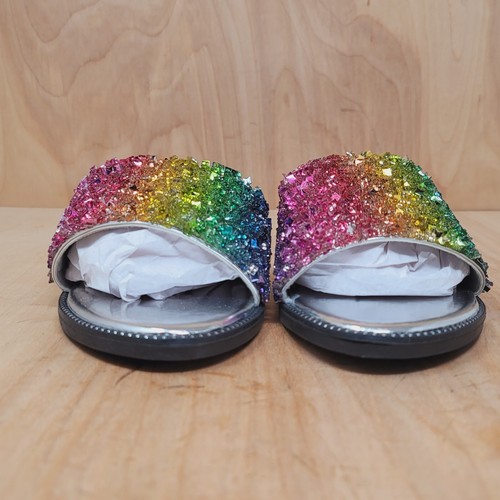 H2K Womens Sandals Sz 8 M Glitter Bling Fancy Slide Flat Low Sparkle Shoes - Picture 5 of 11