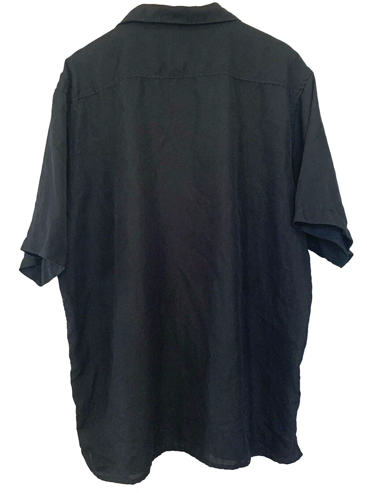 Рубашка Bruno из микрофибры мужская 2XL вышитая пальмами черная прибрежная - Изображение 2 из 4