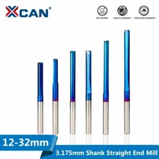 Straight Milling Cutter 10pcs 3.175 Shank Nano Blue Coated  2 Flute Carbide XCAN
