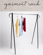 62"x 19"x 48" Black Single Rail Clothing Rack Apparel Display Stand for Retail