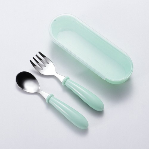 2 Sets Stainless Steel Children's Fork Spoon Kids Eating Utensils - Picture 7 of 12