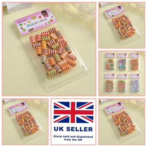 Beads, Barrel,Drum, Ethnic Patterned Multicoloured Large Hole Mixed 25 pc Hair - Picture 3 of 3