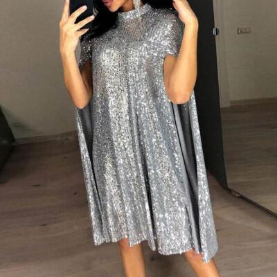 Women Cocktail Party Short Sleeve Mini Dress Evening Dresses Tops Cape Ball  Gown | eBay