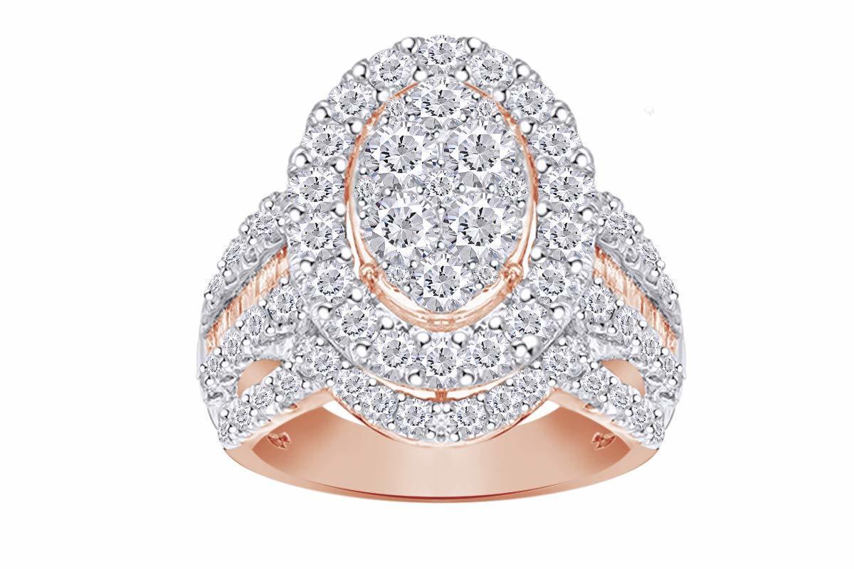 3ct I-J I2-I3 Natural Diamond 10K Rose Gold Ring