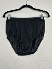 Fruit Of The Loom Vintage Panties Sz 8 Black Bikini Underwear Hi-Cut Brief Satin