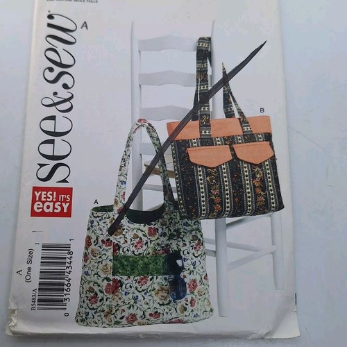 Butterick Crafts See & Sew 5483 Lined Tote Bag With Pockets Sewing Pattern UC FF - Picture 6 of 6