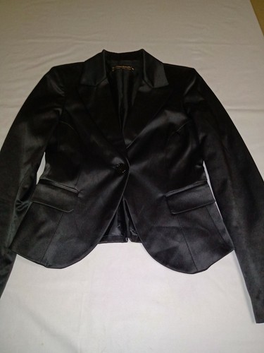 Giacca Donna Rinascimento Nera In Raso XS Abbottonata Con Tasche Finte |  eBay