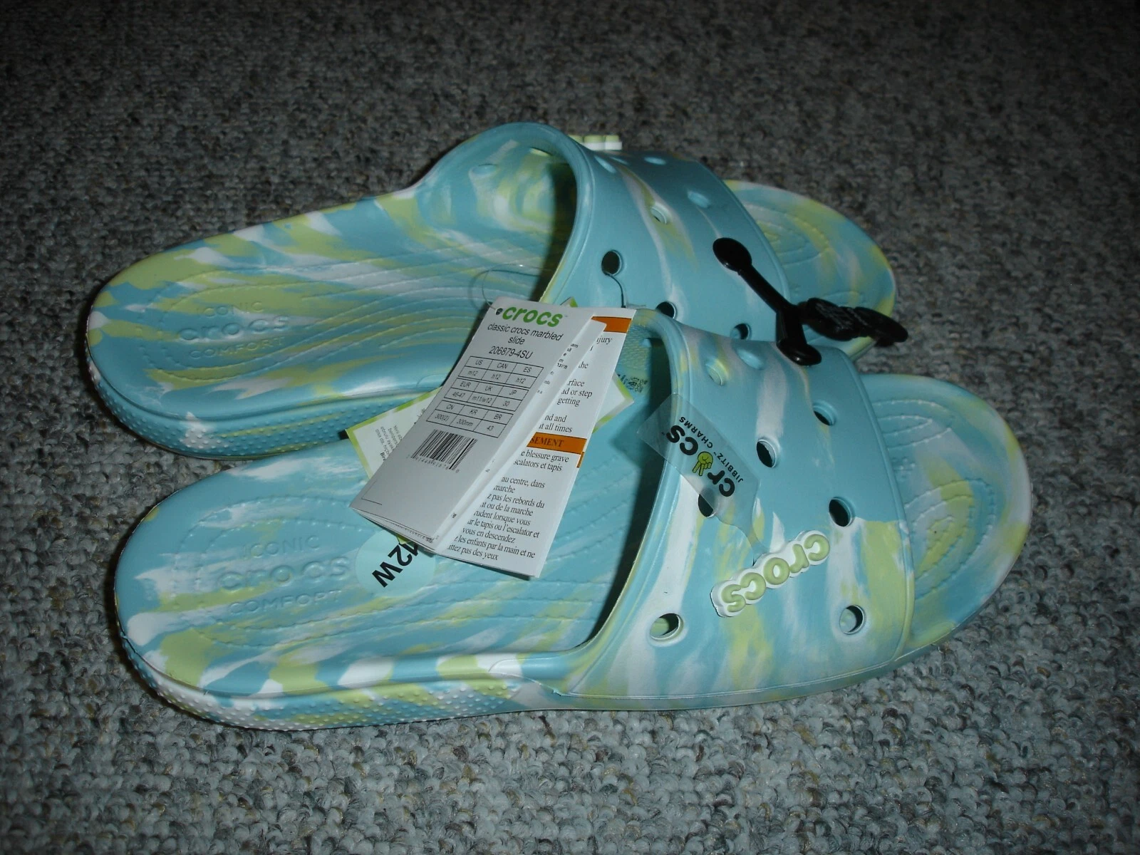 ADIDAS NUOVE scarpe slide classiche marmorizzate uomo 12 blu verde