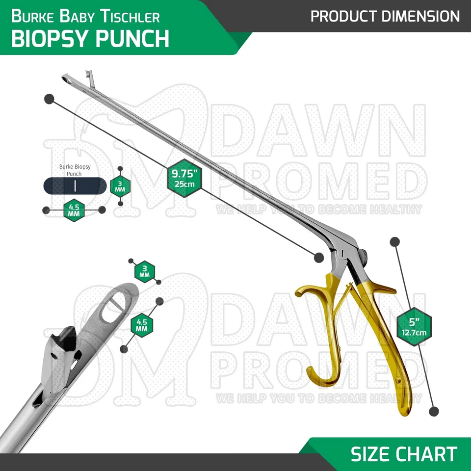 Burke Baby Tischler Biopsy Punch Forceps 4.5 X 3 X 1.5 mm Bite OB/GYN German Gr - image 2 of 4