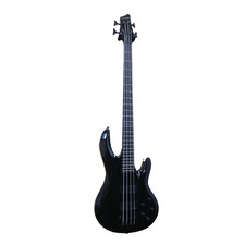 Haze SPB3270BK Fretless 4-String Electric Bass Guitar,Black,Neck-Thru + Free Bag