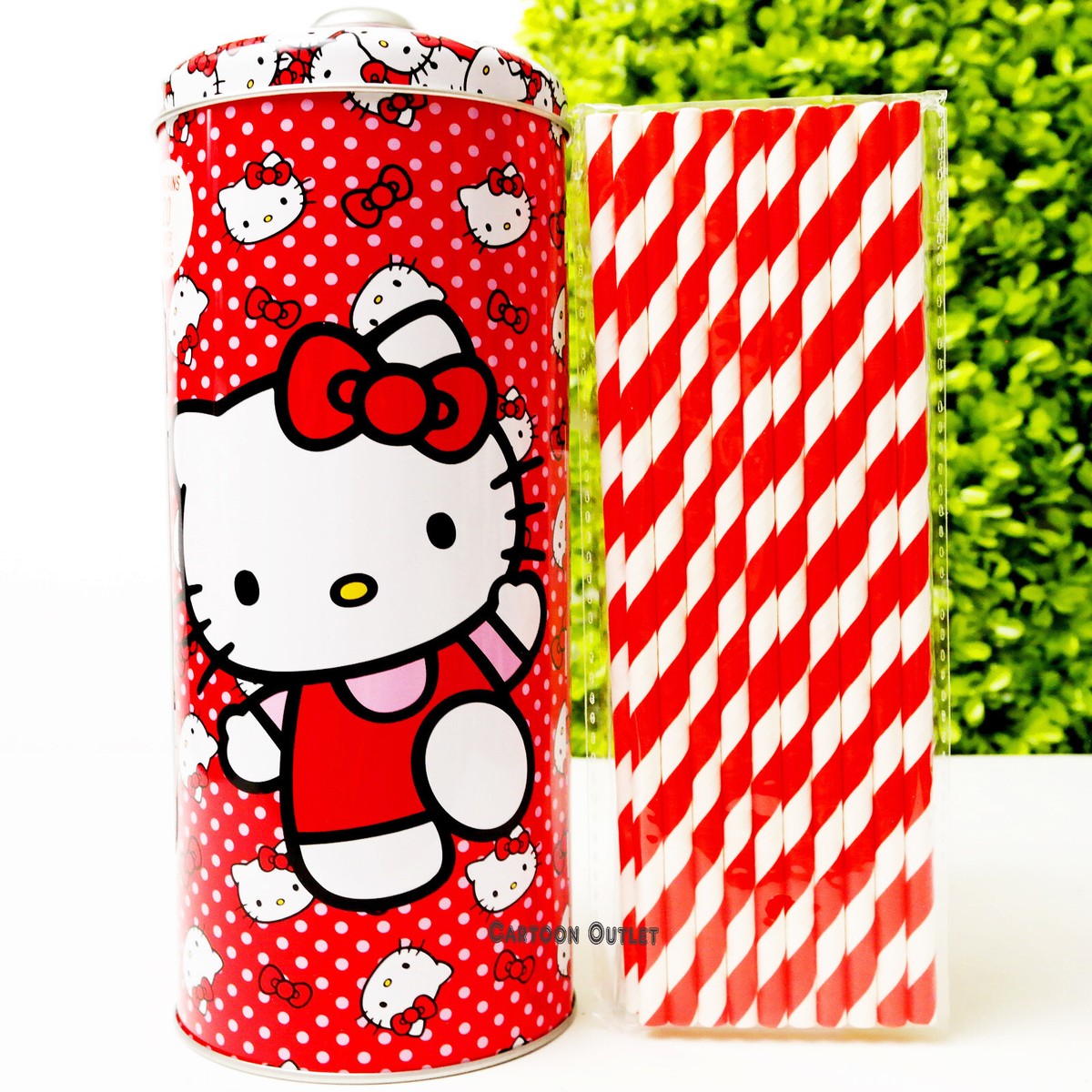 Sanrio Hello Kitty Straw Dispenser With 20 STRAWS Collectible New