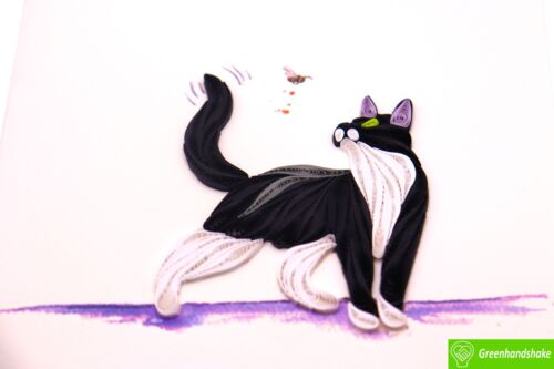 Kitty's Joy Quilling Greeting Card - Unique Dedicated Handmade Art - Picture 3 of 8