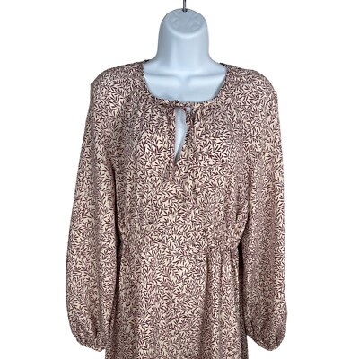 William Morris x H&M Long Sleeve Midi Dress Lily Leaf Print Cream Brown  Size 4 | eBay