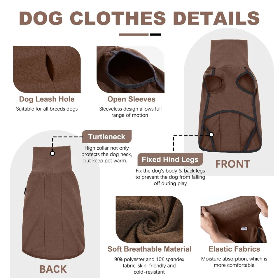 Suéter de lana para perros, mascota a prueba de viento cálido clima frío chaqueta chaleco acogedor mono... Foto 4 de 4