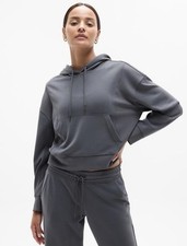 ATHLETA Seasoft Bubble Hem Hoodie Women's Size S Navy