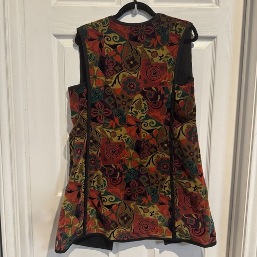 Vintage Handmade Womens Sleeveless Jacket Reversible Velour Hippie Size Medium - Picture 11 of 14