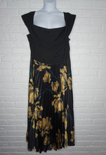 Hutch Off The Shoulder Twofer Midi Dress Size: 26 W Black Exploded Floral Pleats