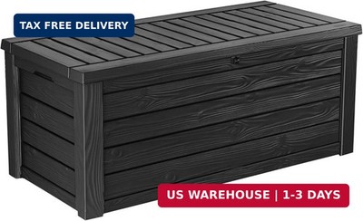Keter Westwood 150 Gallon Resin Large Outdoor Storage Box for Patio Furniture, O