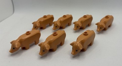 Lego 7x Schwein Nougat Pig - 87621pb01 - Aus 4840/7566/7684/7952