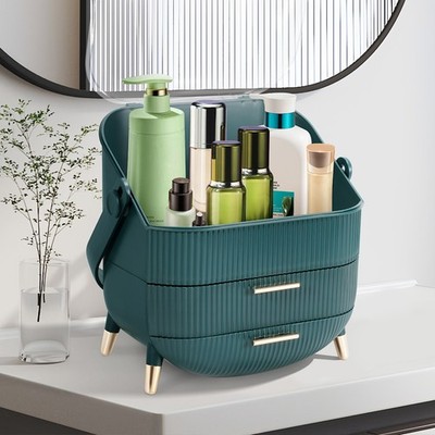 Make Up Kosmetik Organizer Aufbewahrung Grün Schmink Aufbewahrungsbox mit Deckel