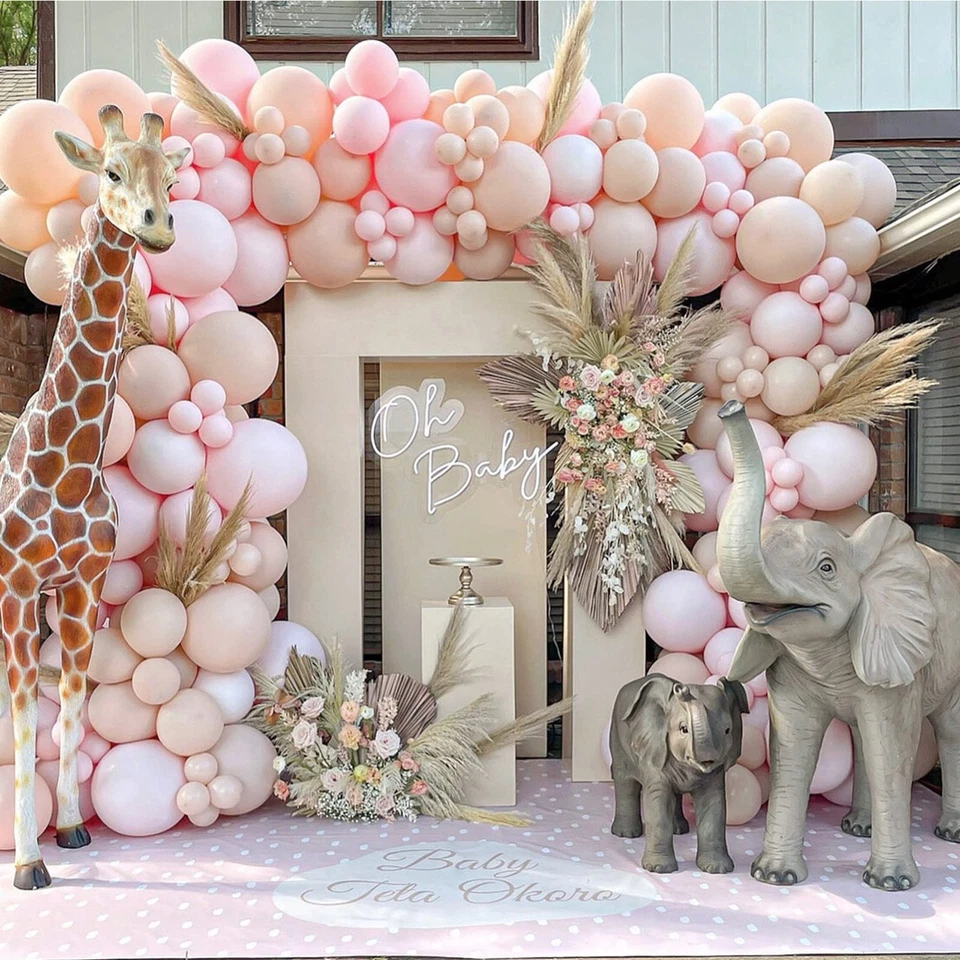 105 peças balões rosa claro 12 polegadas para aniversário, chá de bebê, decoração revelação de gênero - Imagem 3 de 4