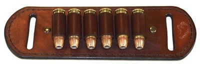 44 Rem Mag / .45 Cal 6 Round Ammo Belt Strip Mahogany Leather AMMO NOT INCLUDED