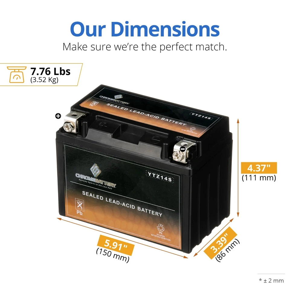 Batería deportiva recargable de alto rendimiento YTZ14S-BS Foto 2 de 4