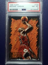 PSA 8! 1996 Fleer #123 Michael Jordan Hardwood Leader - HOF Chicago Bulls